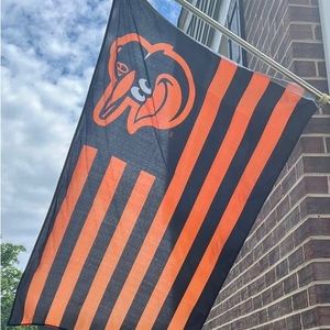 Outdoor indoor flag.  Baltimore Orioles 3x5’ graphic visible on both sides.